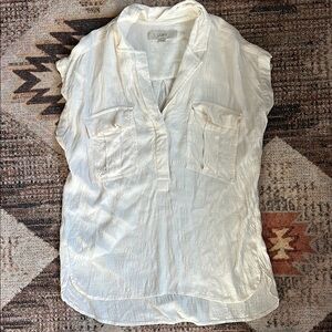 LOFT Women's Cream Sleeveless Top
